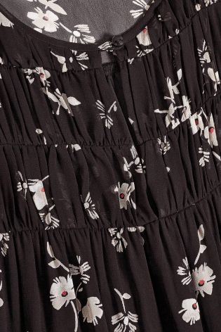 Black Floral Long Sleeve Dress